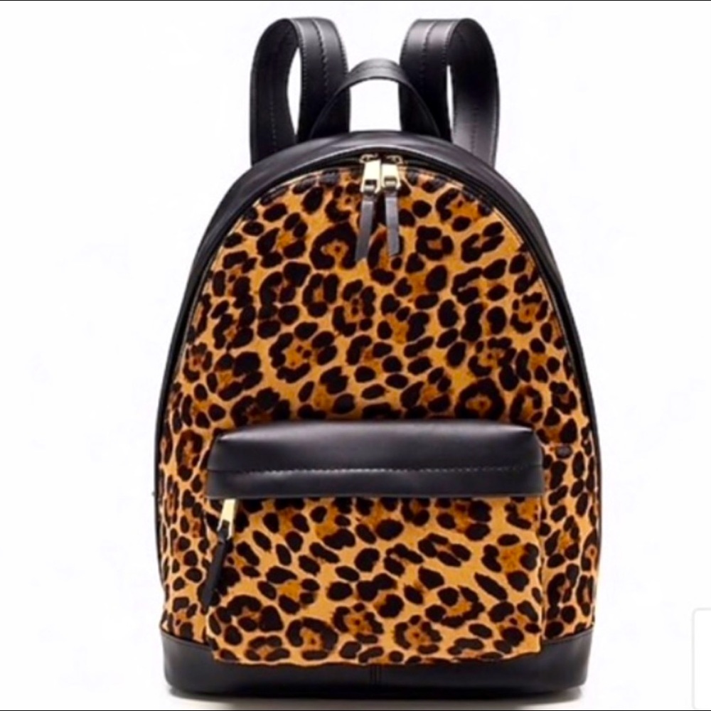 NWT! J. Crew Italian leather and calf hair backpack